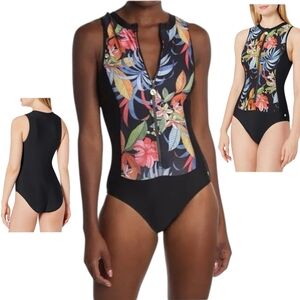NWOT Next By Athena Malibu High Neck Zipper Front One Piece Swimsuit - Sz M
